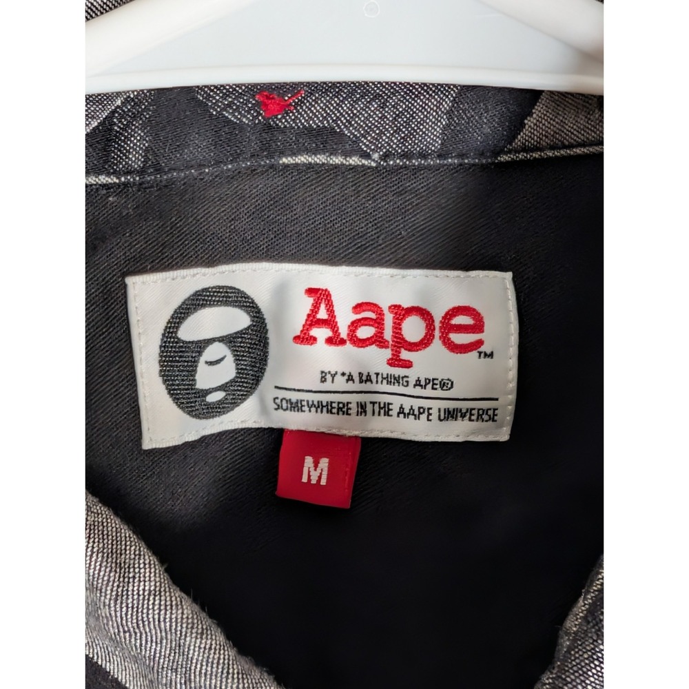 AAPE By a Bathing Ape Long Sleeve Button Down Shirt Men's Medium Camo Slim Fit - Picture 6 of 14